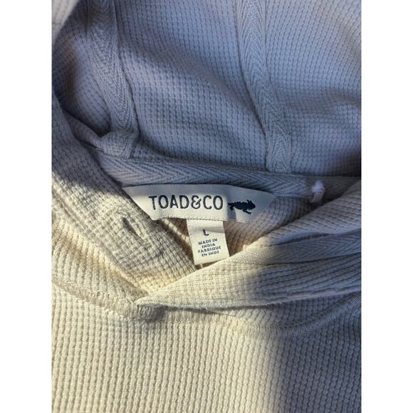 Toad&Co Framer Dos Hoodie Waffle Knit Organic Cotton Polyester Oatmeal Beige Lg - Picture 4 of 9
